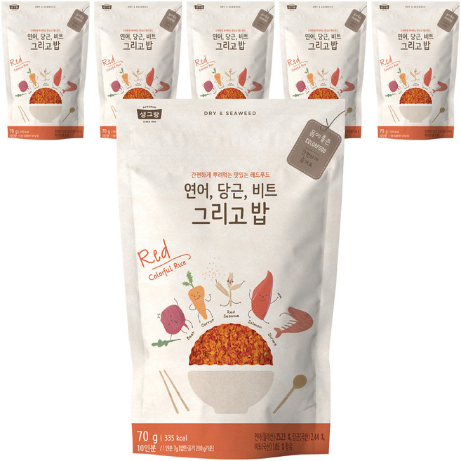 생그랑 연어 당근 비트 그리고밥 후리가케, 70g, 6개