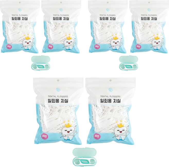 로얄클라쓰 일회용 치실 + 케이스, 7.5cm, 500개입, 6개