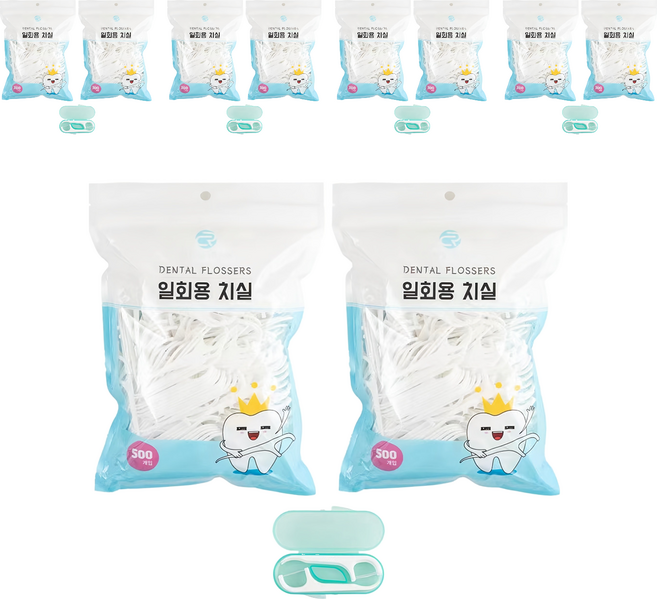 로얄클라쓰 일회용 치실 + 케이스, 7.5cm, 500개입, 10개