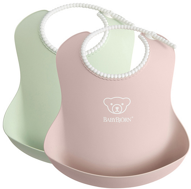 베이비뵨 베이비 빕 턱받이, 파우더그린 + 파우더핑크, 2개입, 1세트