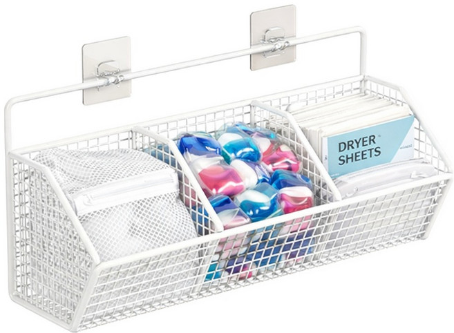 오템 벽걸이 칸막이 수납함 3칸 + 스티커 2p 세트, 화이트, 1세트