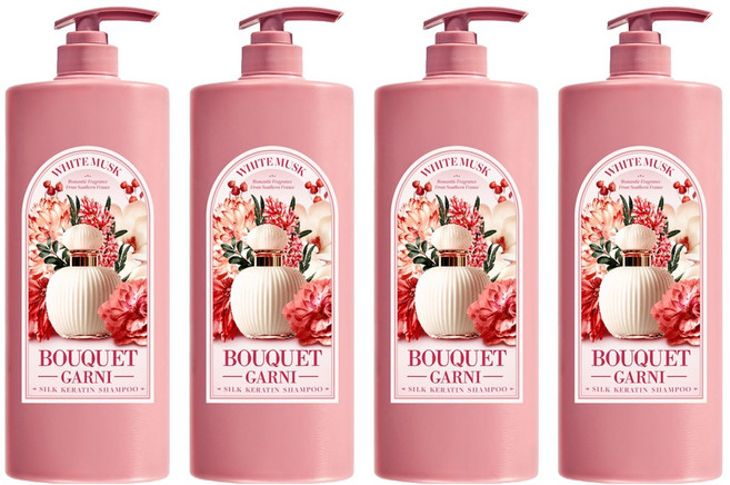 부케가르니 실크 케라틴 샴푸 화이트머스크향, 1.5L, 4개