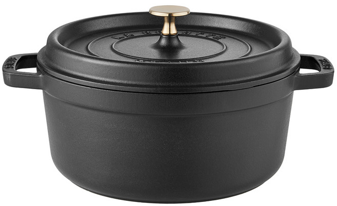 staub 電磁爐用圓形Cocotte鑄鐵鍋, 24cm, 黑色, 1個