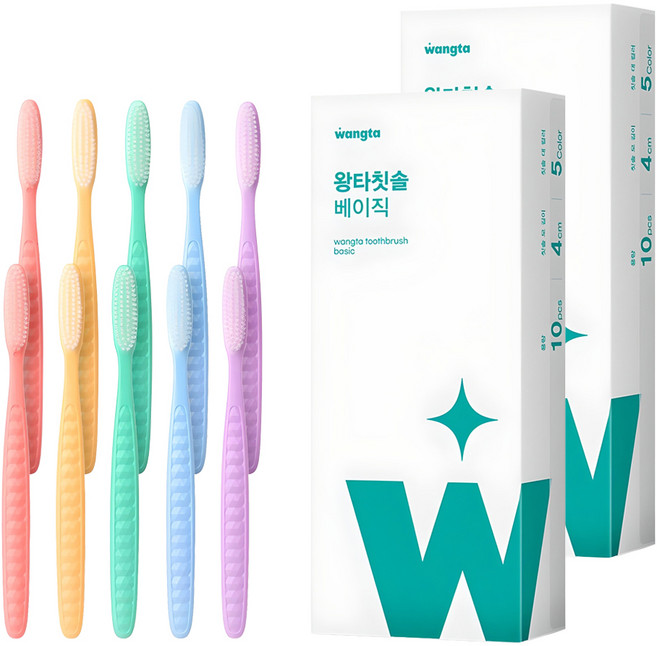 왕타 통칫솔 파스텔 세트, 10개입, 2개