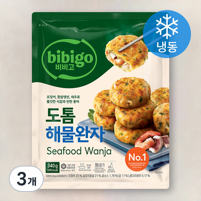 비비고 도톰 해물완자 (냉동), 340g, 3개