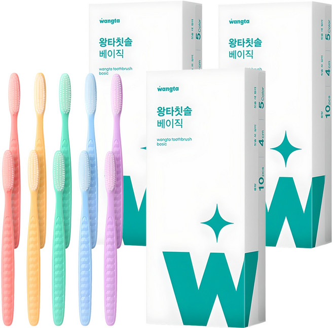 왕타 통칫솔 파스텔 세트, 10개입, 3개