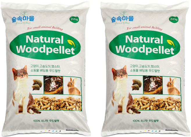 숲속마을 네추럴 우드펠렛 고양이모래, 20kg, 2개, 소나무향