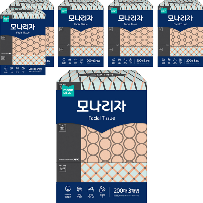 모나리자 미용티슈 2겹, 200매, 18개