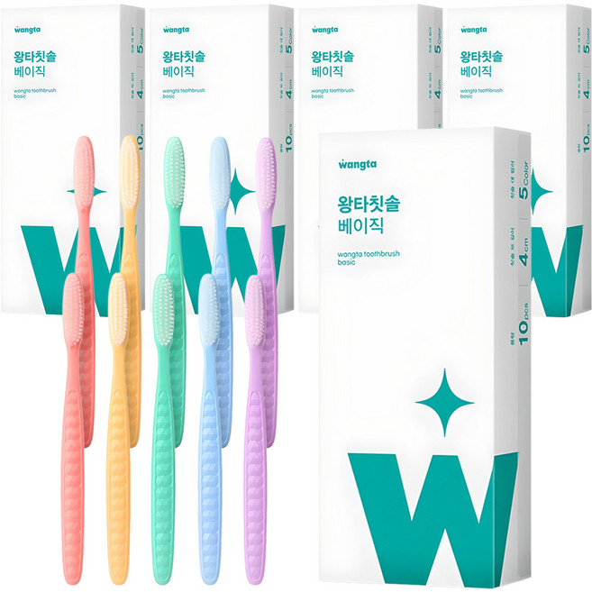 왕타 통칫솔 파스텔 세트, 10개입, 5개