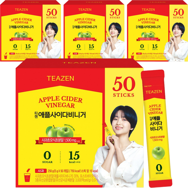 티젠 애플사이다 비니거, 250g, 4개