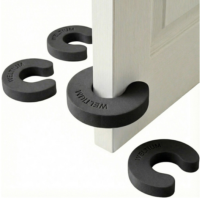 웰티움 손끼임 방지 문 닫힘 도어 쿠션, 블랙, 4개