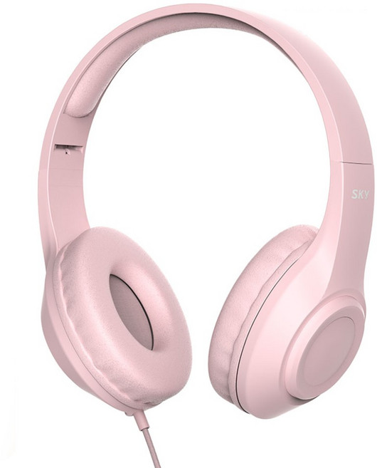SKY 핏 어린이용 청력 보호 접이형 유선 헤드셋 H24, 핑크, IM-H24