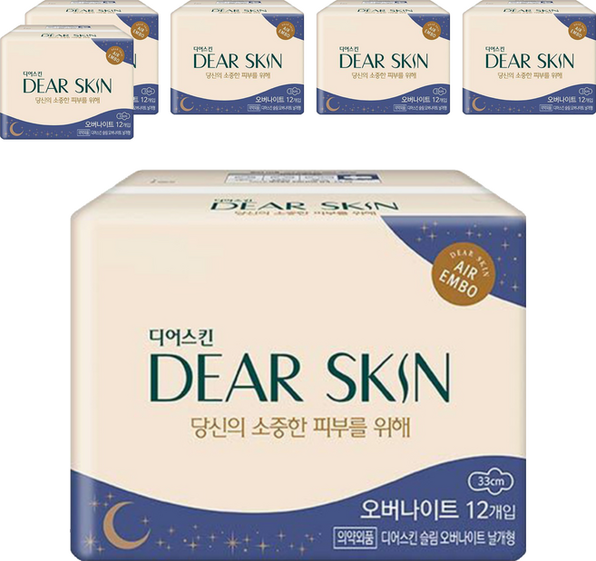 디어스킨 슬림 오버나이트 날개형, 6개, 12개입