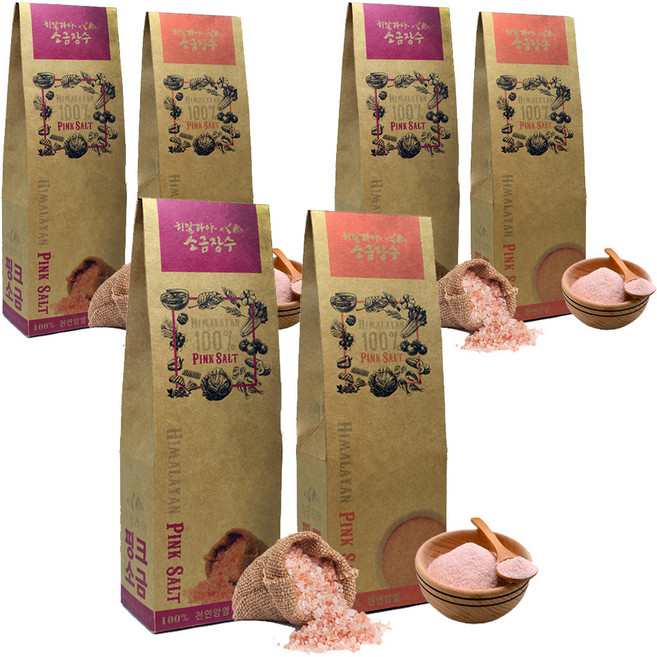 히말라야소금장수 핑크소금 가는입자 300g + 굵은입자 300g, 600g, 3세트