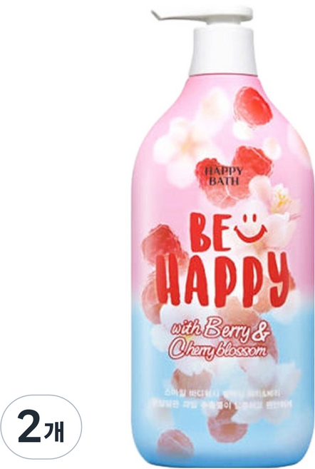 HAPPY BATH 微笑沐浴乳 舒緩櫻桃與莓果, 900g, 2個