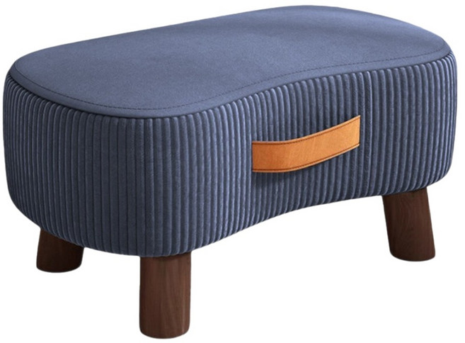小麥購物 簡約絨布實木沙發凳 L1421 40 x 28 x 23cm, 1個, 深藍色