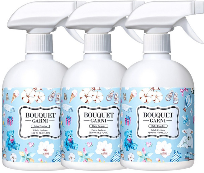 부케가르니 섬유탈취제 베이비파우더 본품, 500ml, 3개