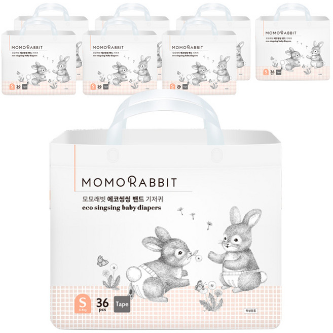모모래빗 에코씽씽 밴드형 기저귀 아동공용, 소형(S), 288매