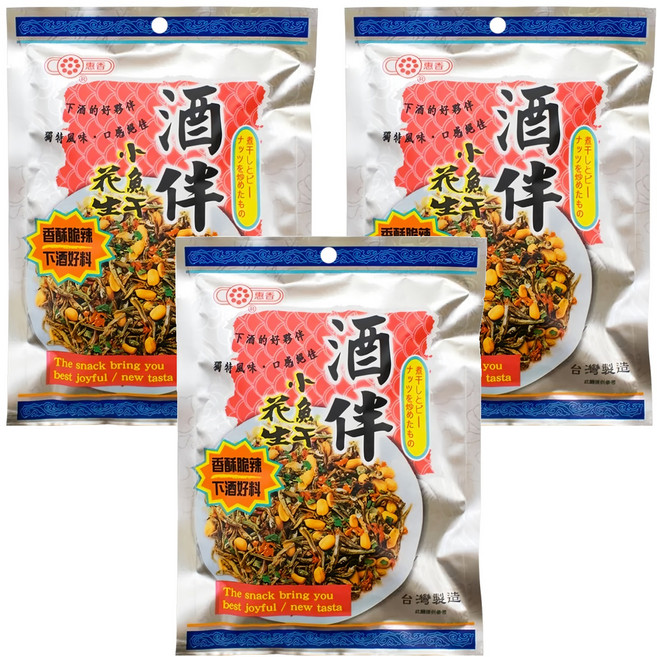 惠香 酒伴小魚干花生, 90g, 3包