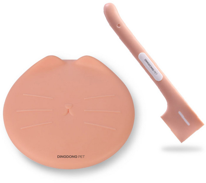딩동펫 고양이 냥페이스 캔스푼 + 뚜껑 세트, 핑크, 1세트