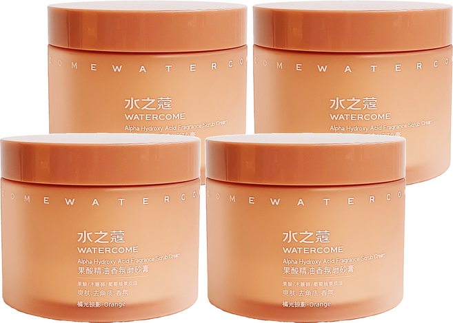 WATERCOME 水之蔻 果酸精油香氛磨砂膏 溫和去角質, 200g, 4罐