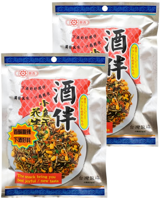 惠香 酒伴小魚干花生 香辣酥脆 下酒好料, 90g, 2包