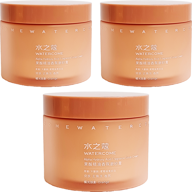 WATERCOME 水之蔻 果酸精油香氛磨砂膏 溫和去角質, 200g, 3罐