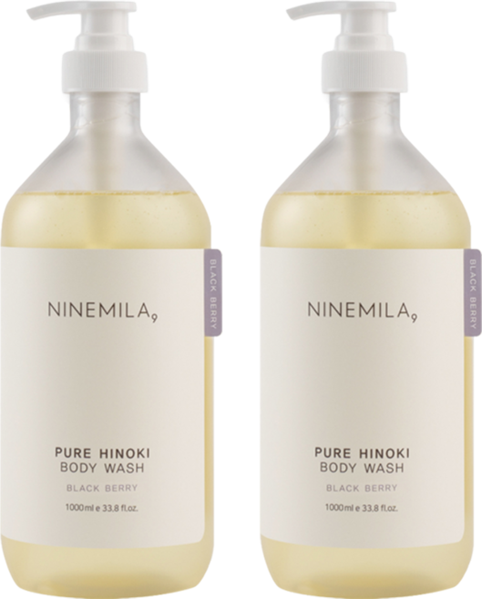 나인밀라 퓨어 히노끼 바디워시 블랙베리향, 1L, 2개
