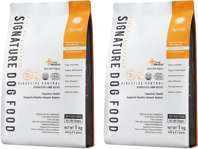 마이펫닥터 강아지 시그니처 유기농 기능성 사료, 소화+장건강, 1kg, 2개