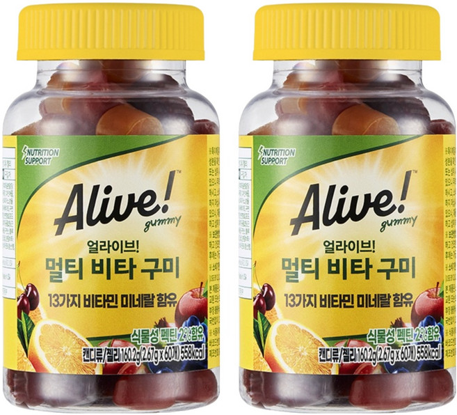 얼라이브 멀티 비타 구미, 60정, 2개
