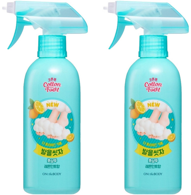 온더바디 코튼풋 발을씻자 풋샴푸 레몬민트향, 1개입, 2개, 385ml