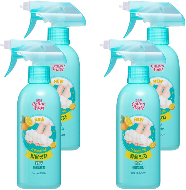 온더바디 코튼풋 발을씻자 풋샴푸 레몬민트향, 1개입, 4개, 385ml