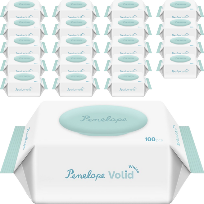 페넬로페 볼리드 화이트 저자극 아기물티슈 캡형, 50g, 100매, 20개