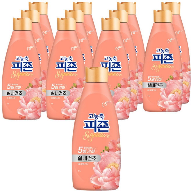 피죤 고농축 실내건조 시그니처 라피에스타 섬유유연제 본품, 1L, 12개