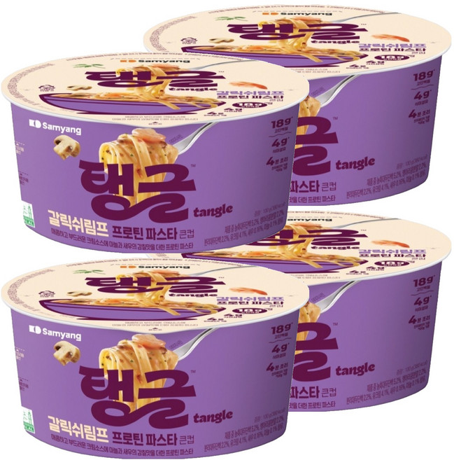 tangle 갈릭쉬림프프로틴파스타 큰컵, 100g, 4개