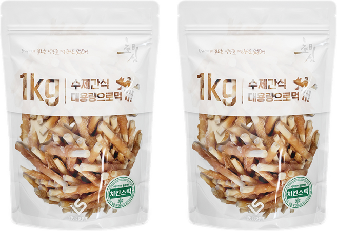 초심 대용량으로 먹개 수제 건조간식, 2개, 1kg, 치킨스틱