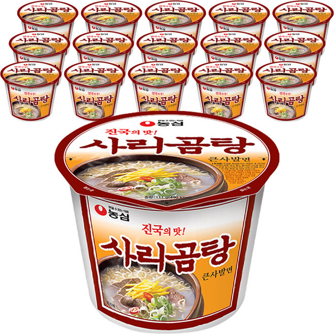 농심 사리곰탕 큰사발면 111g, 16개