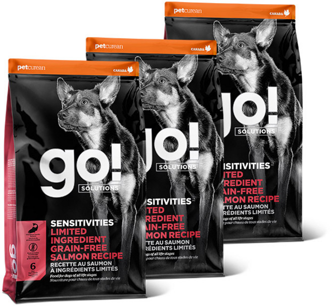 go 전연령 강아지 솔루션 LID 레시피 건식사료, 연어, 2kg, 3개