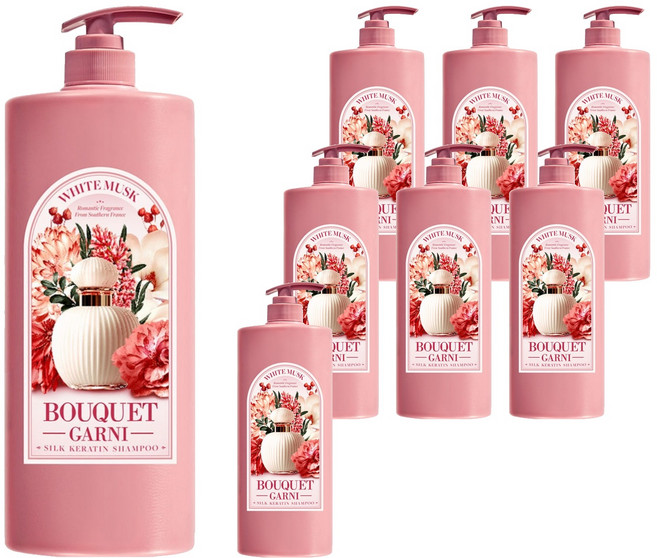 부케가르니 실크 케라틴 샴푸 화이트머스크향, 1.5L, 8개