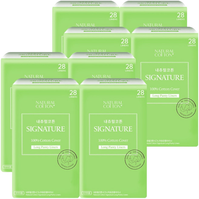 내츄럴코튼 시그니처 팬티라이너, 롱, 28개입, 8개