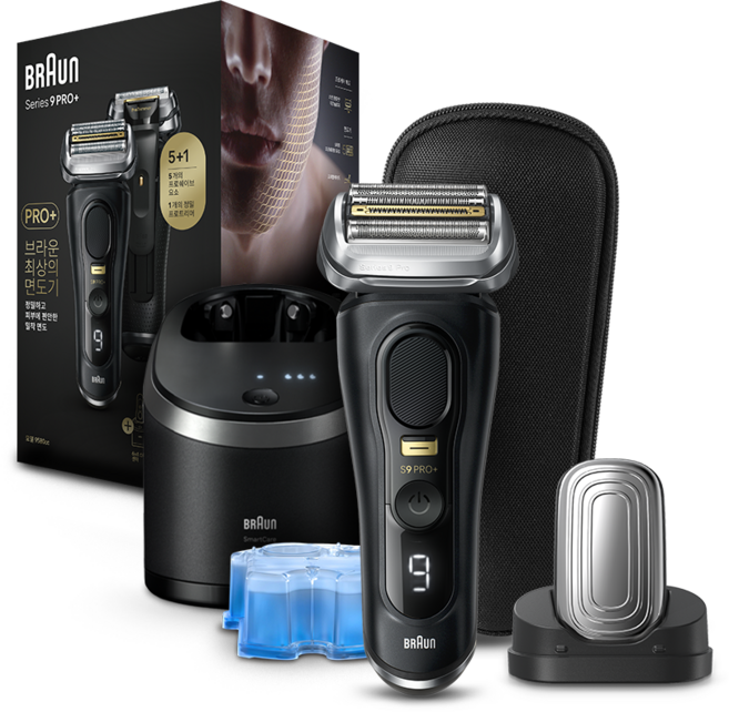 BRAUN 시리즈 9 PRO+ 전기면도기 세트, 9580cc, 블랙
