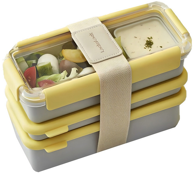락앤락 DosiLock 프로페셔널 3단 도시락 세트, 옐로우, 1개