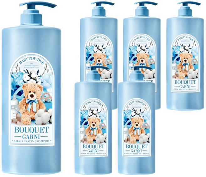 부케가르니 실크 케라틴 샴푸 베이비파우더향, 1.5L, 6개