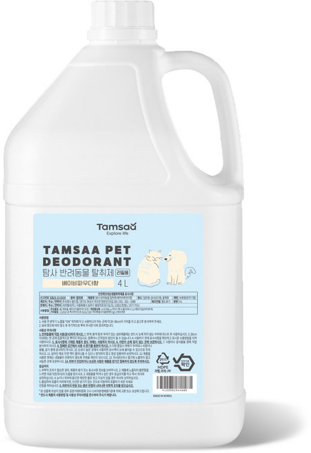 탐사 반려동물 탈취제 리필 베이비파우더향, 4L, 1개