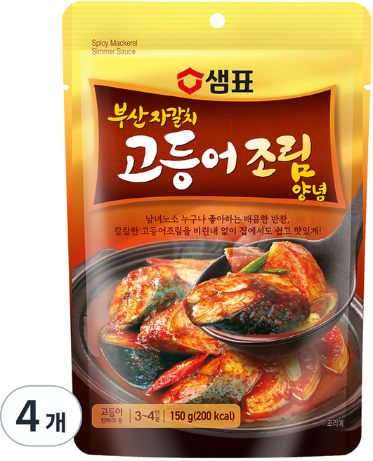 샘표 부산자갈치 고등어조림 양념, 4개, 150g