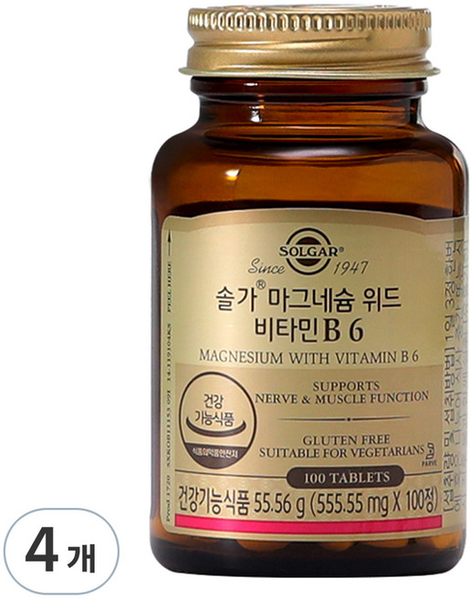 솔가 마그네슘 위드 비타민 B6, 100정, 4개