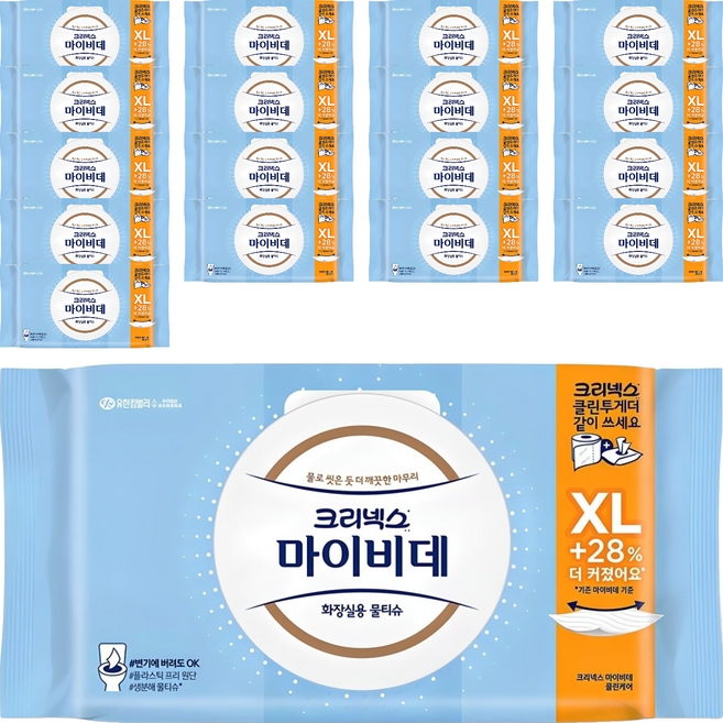마이비데 클린케어 화장실용 물티슈 캡형 엑스라지, 55g, 40매, 18개