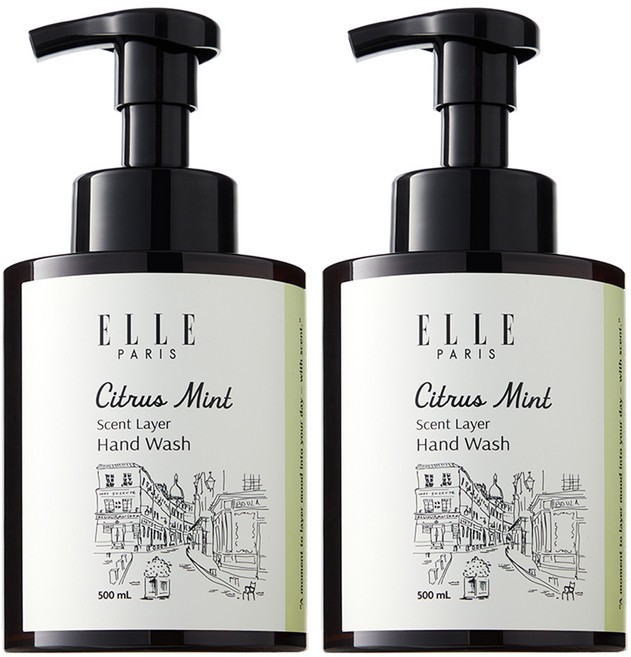 엘르 퍼퓸 버블 핸드워시 시트러스민트, 2개, 500ml