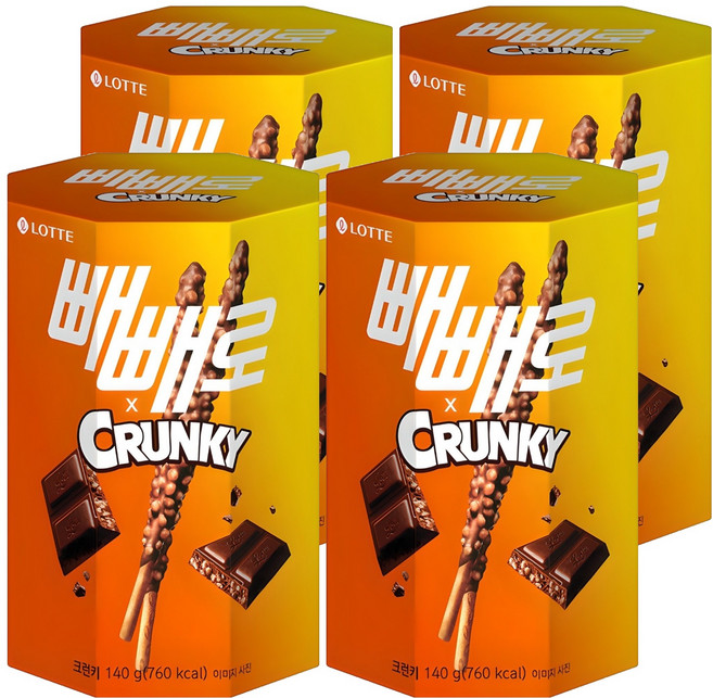 빼빼로 크런키, 140g, 4개
