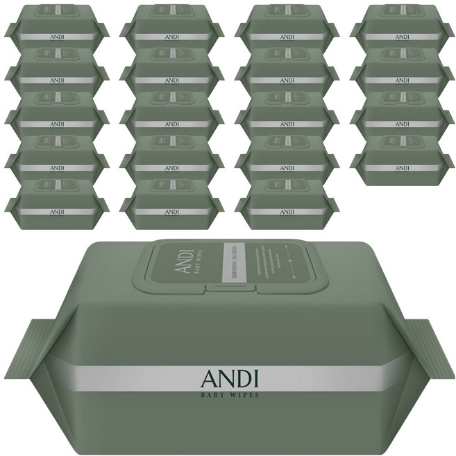 안디 시그니처 저자극 대용량 아기물티슈 캡형, 50g, 102매, 20개